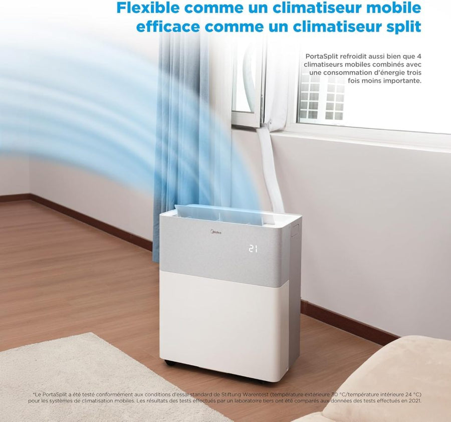 MIDEA Climatiseur PortaSplit Mobile Silencieux 4-in-1| 12000 BTU | Chauffage et Climatisation Portable Prêt à Poser 3,5kW- Clim Mobile avec rafraîchisseur, déshumidificateur, chauffage,ventilateur 1