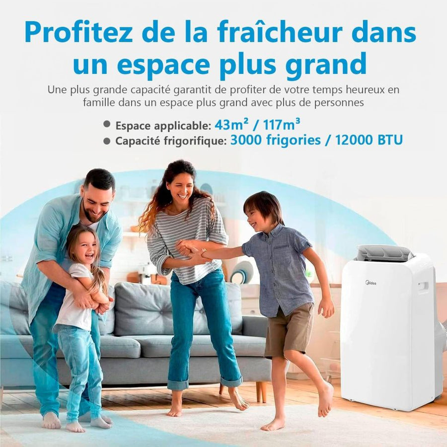 MIDEA Climatiseur PortaSplit Mobile Silencieux 4-in-1| 12000 BTU | Chauffage et Climatisation Portable Prêt à Poser 3,5kW- Clim Mobile avec rafraîchisseur, déshumidificateur, chauffage,ventilateur 1